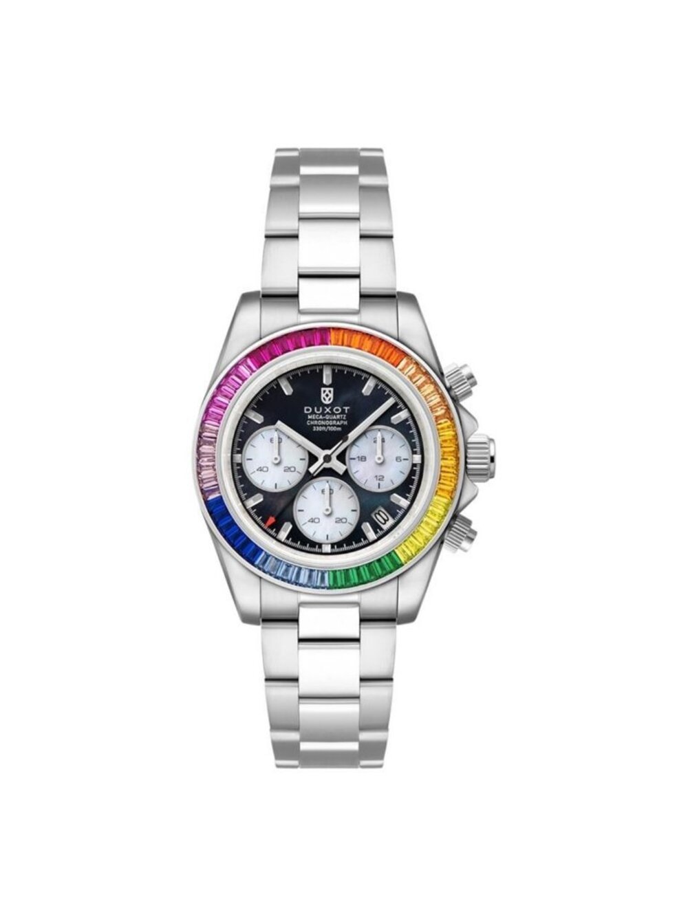 NWT Duxot Accelero Rainbow Chronograph Quartz Black Dial Men's Watch